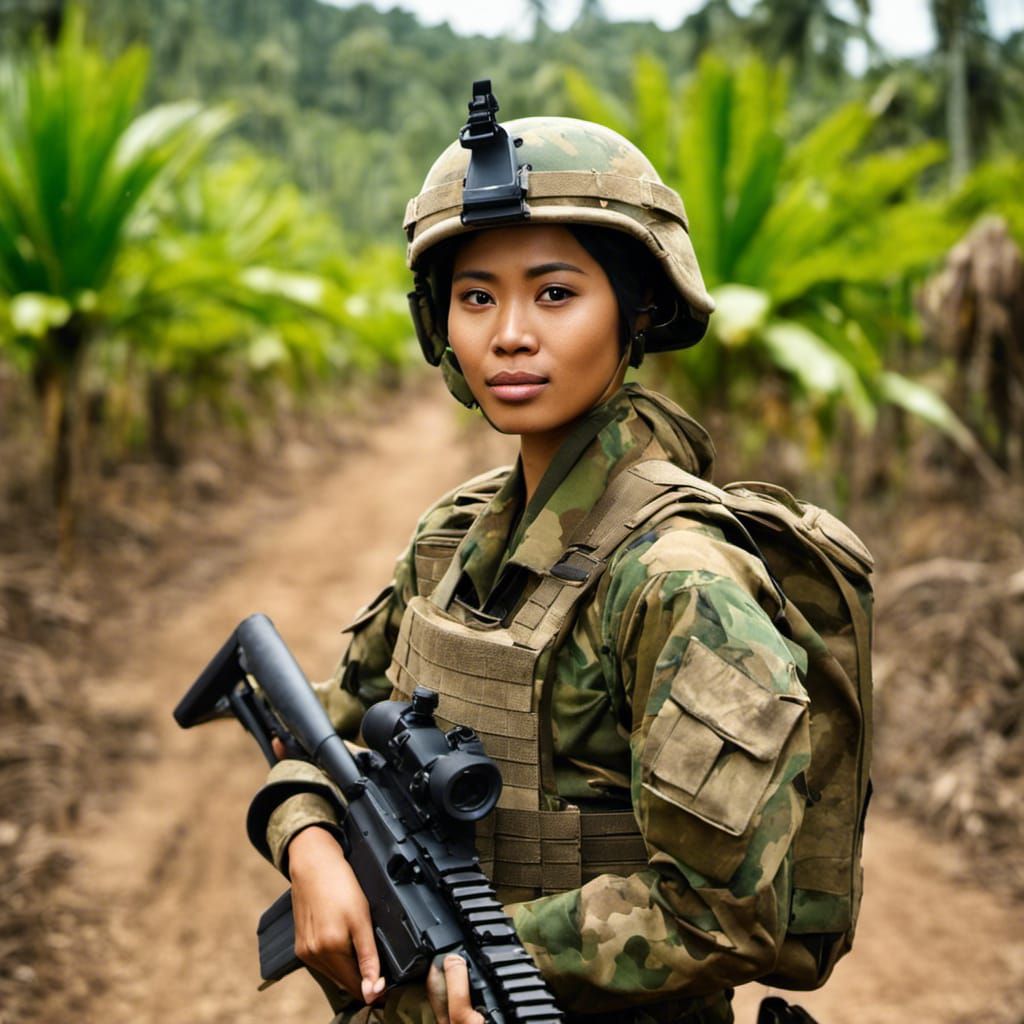 Hyper-Realistic Photo of a Young Indonesian Soldier
