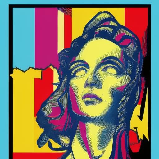 Pop Art Screen Print with Bauhaus Geometric Design