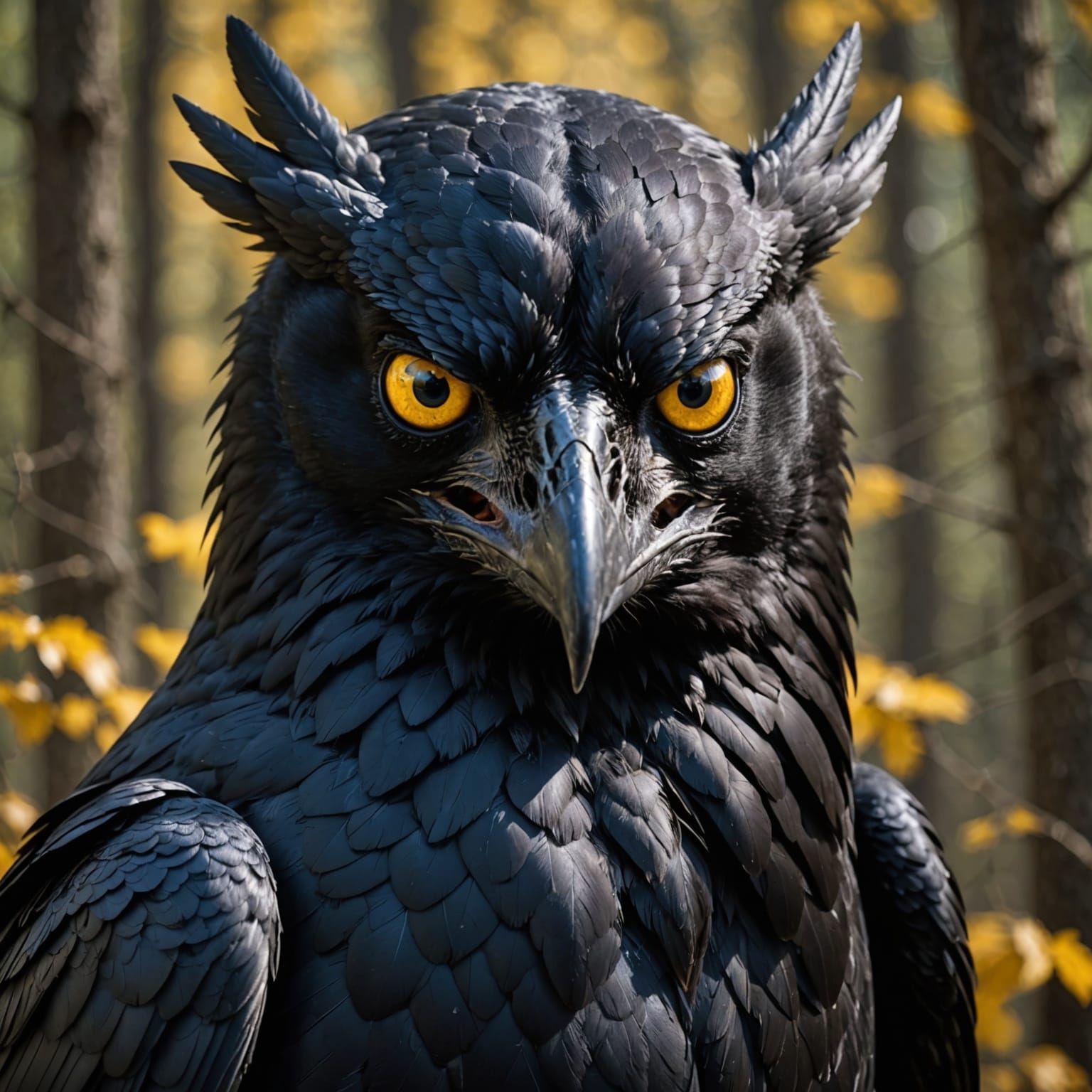 Menacing Raven Demon Stares Intently