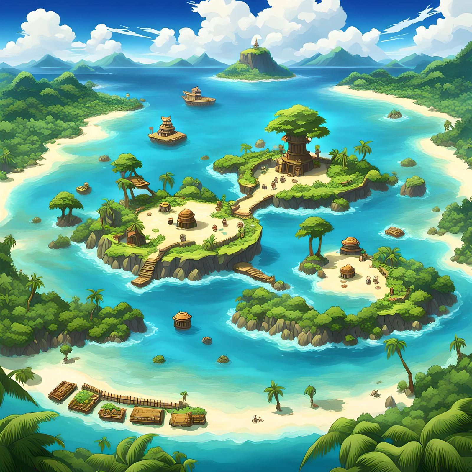 Lush and Mysterious Greed Island Landscape