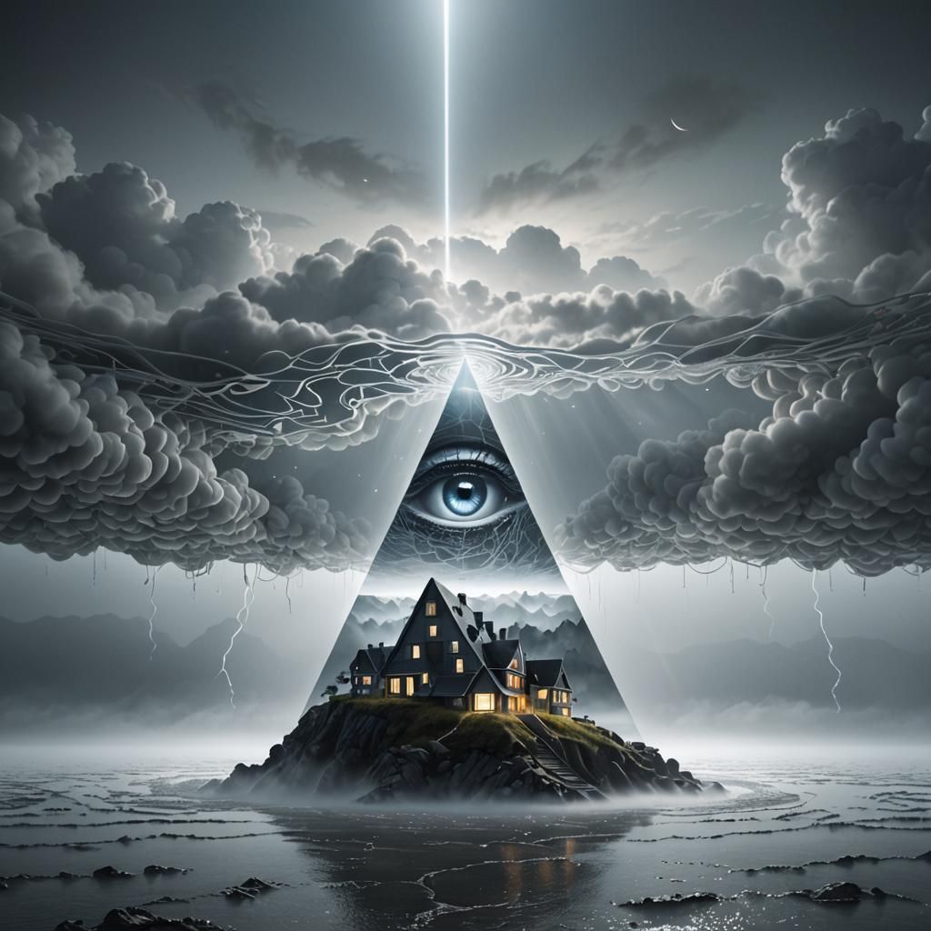 Futuristic Optical Illusion: Glass A with Brain