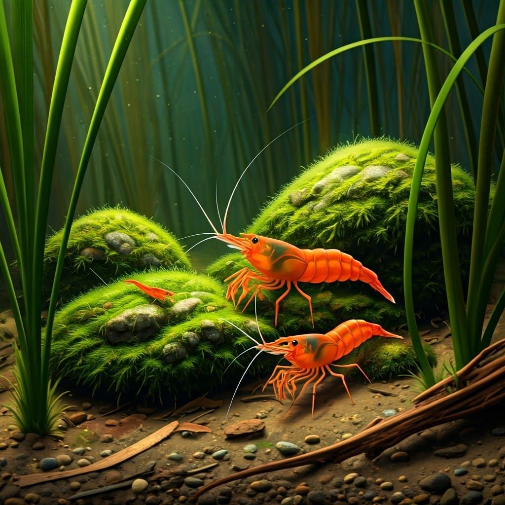 Orange Fairy Shrimp in Muddy Swamp Waters