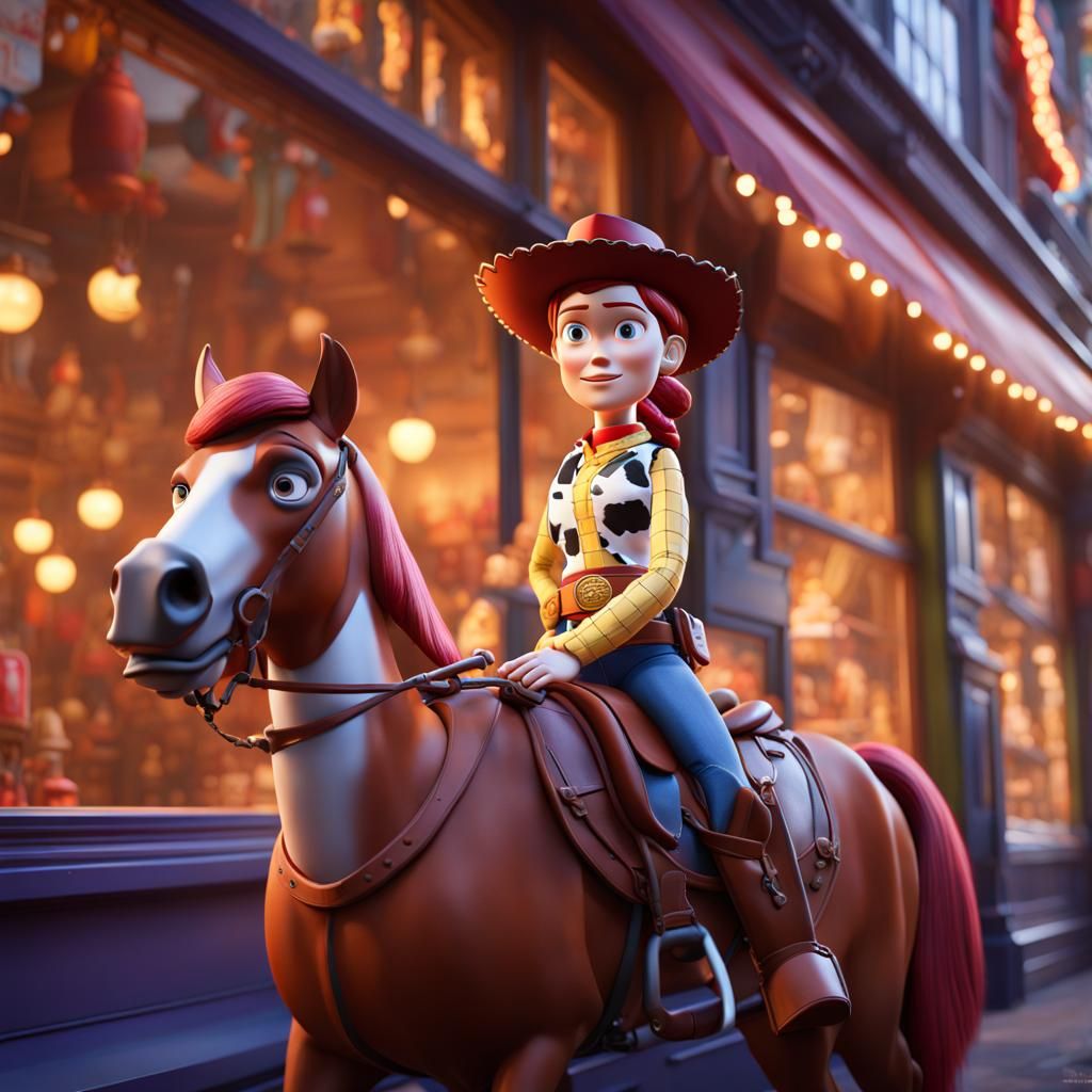 Jessie from Toy Story on Horseback