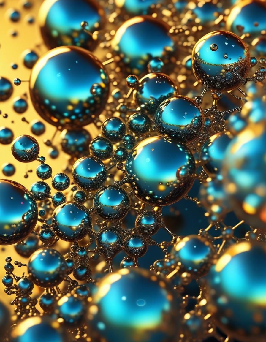 Surreal Macro Shot of Atoms in Iridescent Colors