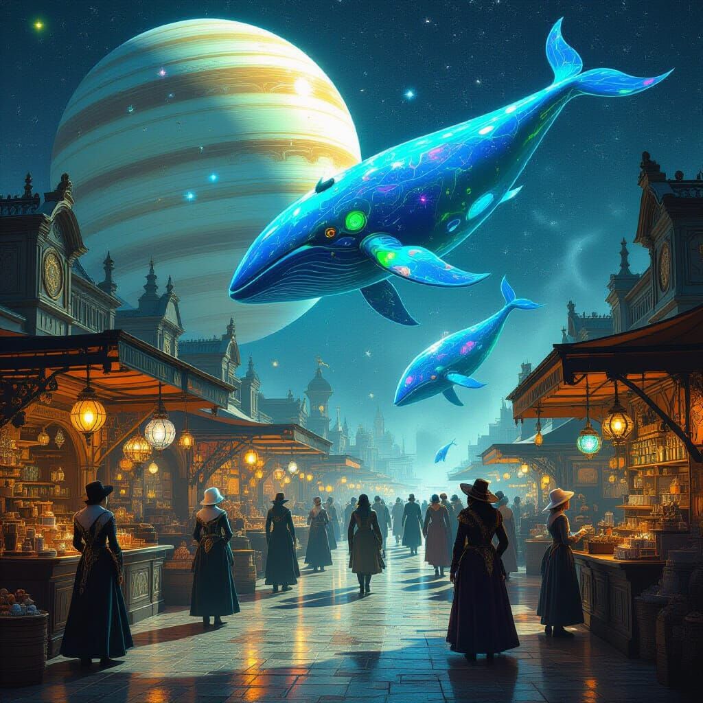 Cosmic Market in Saturn's Rings: Biomechanical Opulence