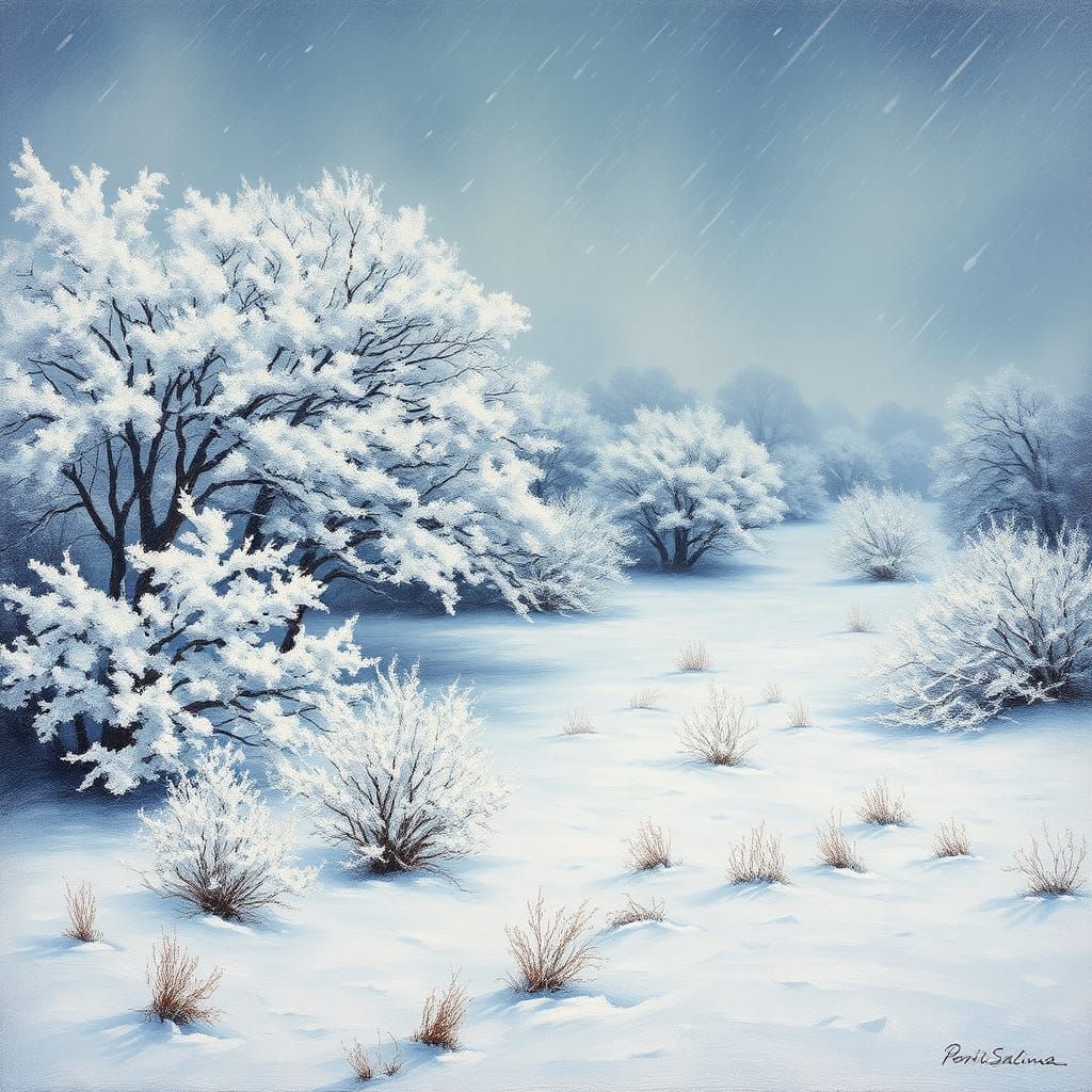 Texas Blizzard in Impressionist Style