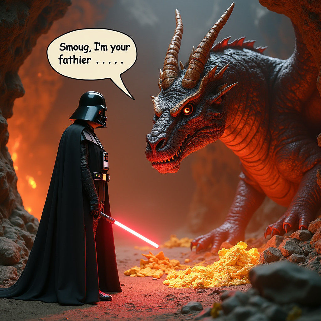 Darth Vader Meets Smaug in Fiery Cavern