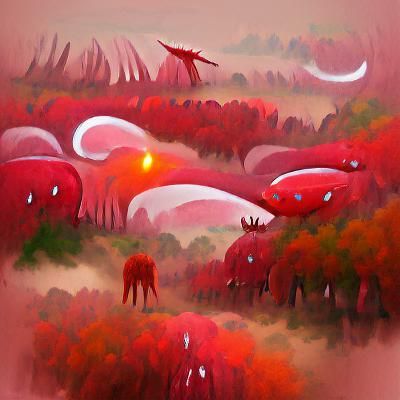 Exotic Alien Red Forest Ecosystem