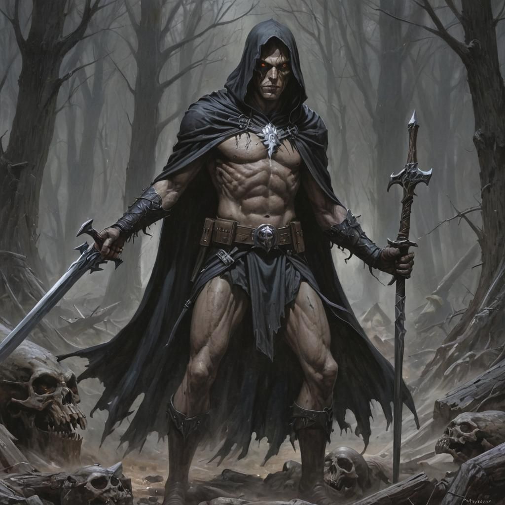 Grimdark Fantasy Scene in Digital Painting Style