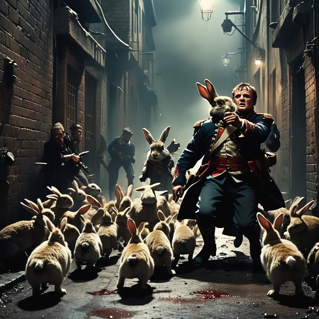 Napoleon's Dark Alleyway Battle with Bunnies
