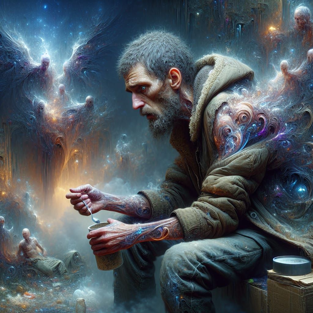 Homeless Man's Hallucinations: A Matte Painting in 8K