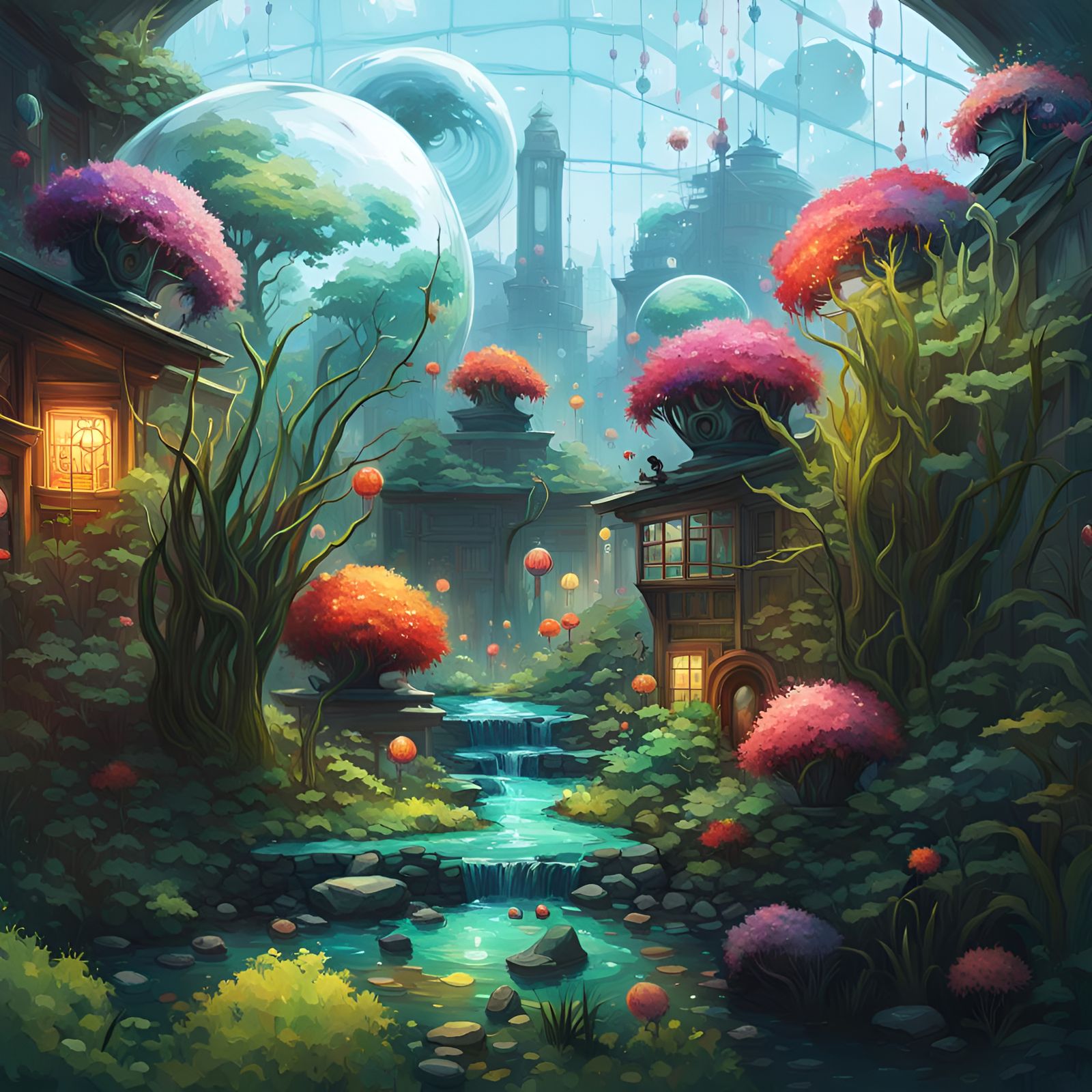 Eyeball Plants in Terrarium: Japanese Art Style