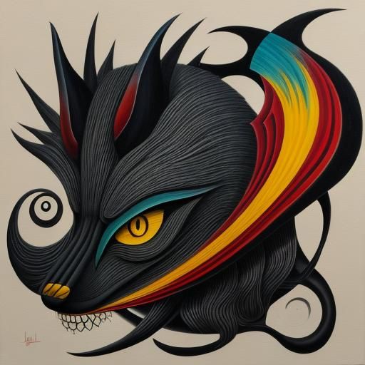 Galaxy Wolf in Cubist Manga Style