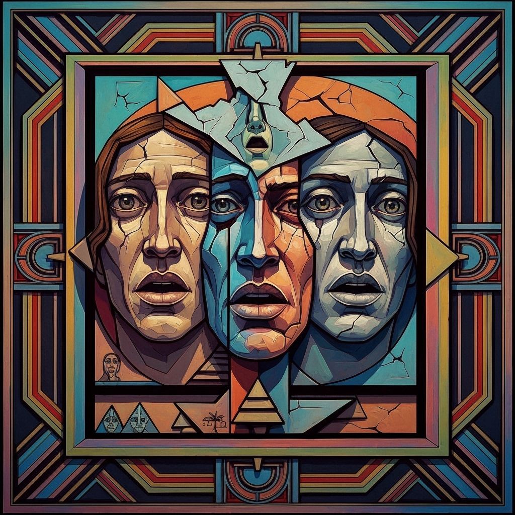 Cubist Masterpiece of Shattered Dreams in Art Deco Style