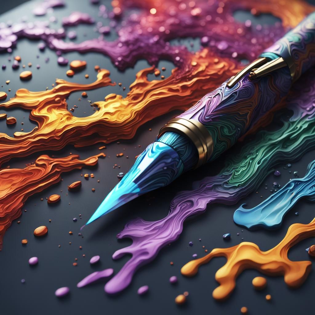 Colorful Ink Explosion on Paper: Detailed Matte Painting