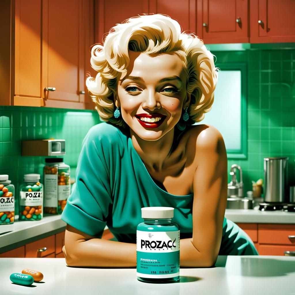 Marilyn Monroe in Prozac Commercial: Hyperrealistic Splash A...