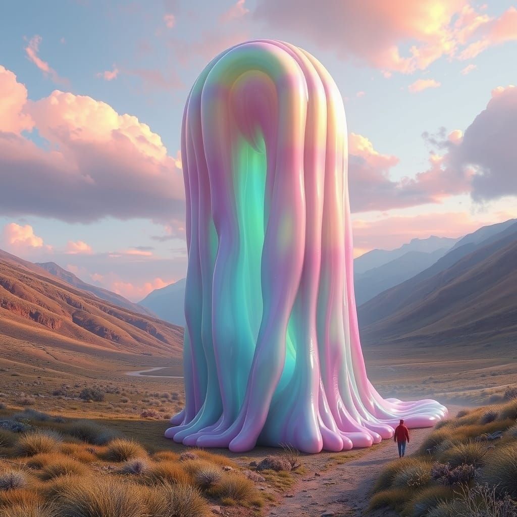 Giant Translucent Slime Cathedral Walks Through Shifting Val...