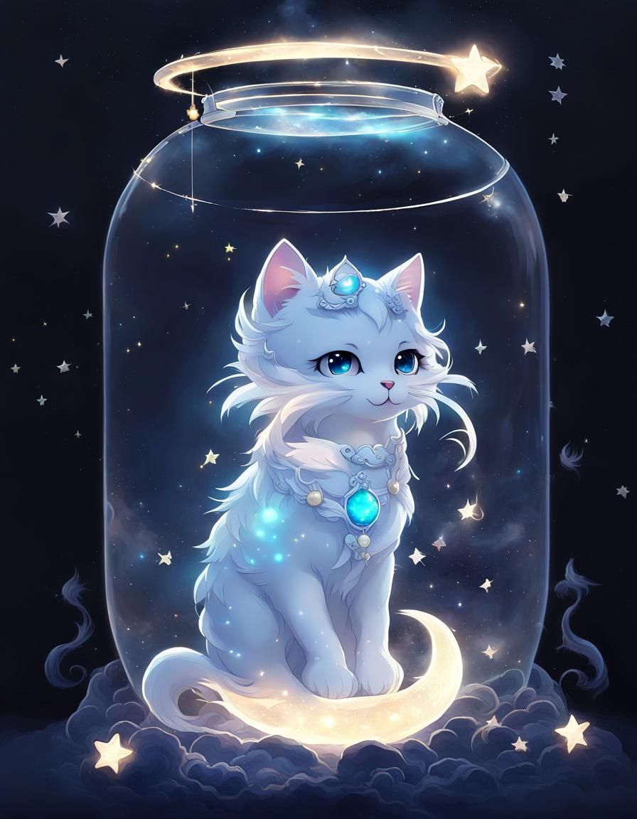 Celestial Guardian Cat in Cubist Style