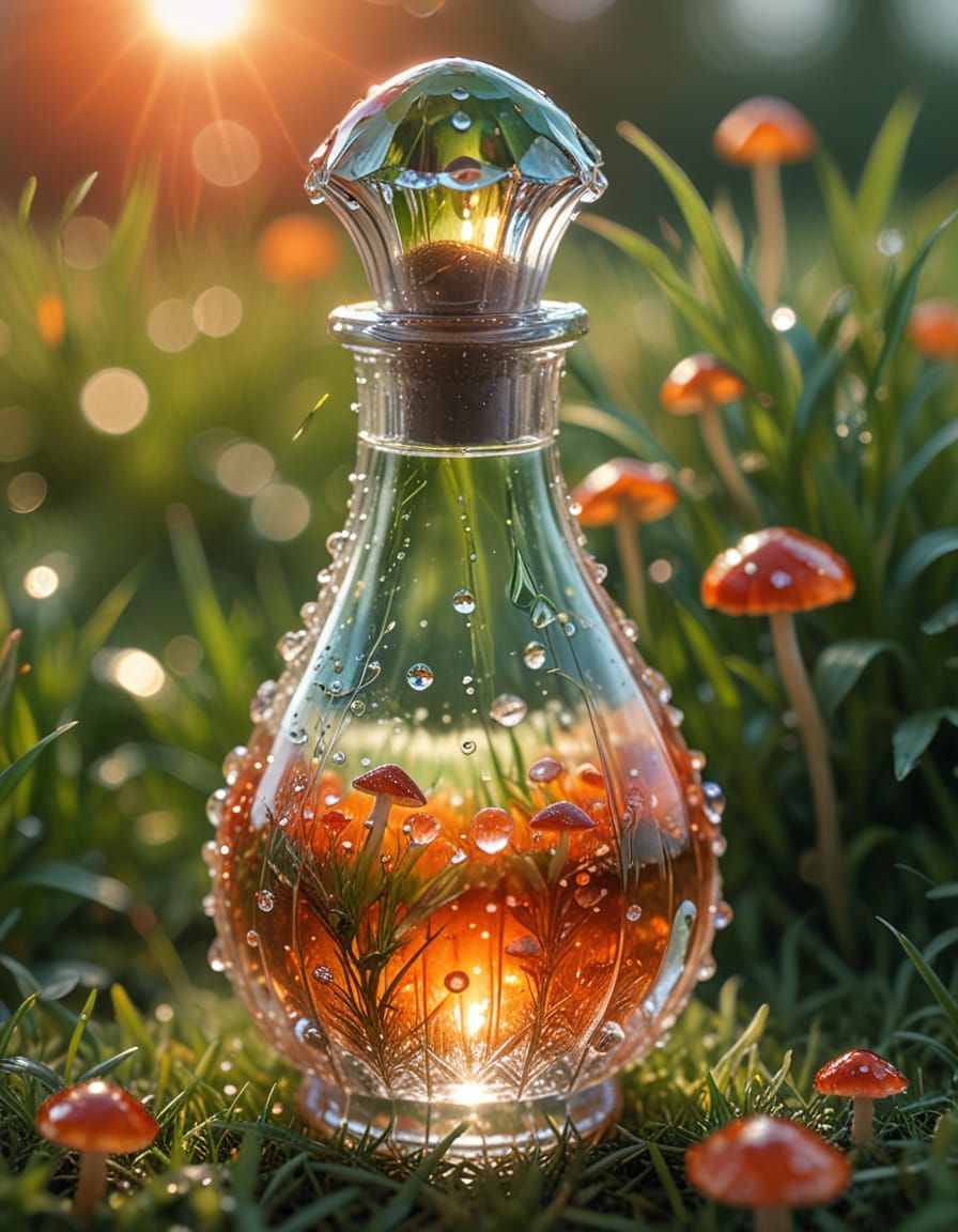 Vibrant Oil Painting of a Translucent Crystal Carafe with a ...