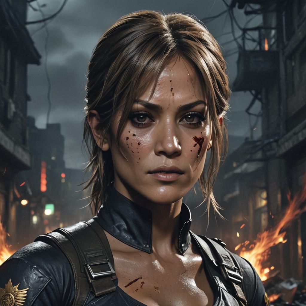 Jennifer Lopez as Resident Evil Heroine: Hyperrealistic Port...