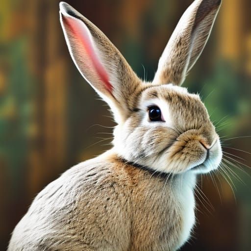 Rabbit King Flexing: Hyperrealistic Detailed Image