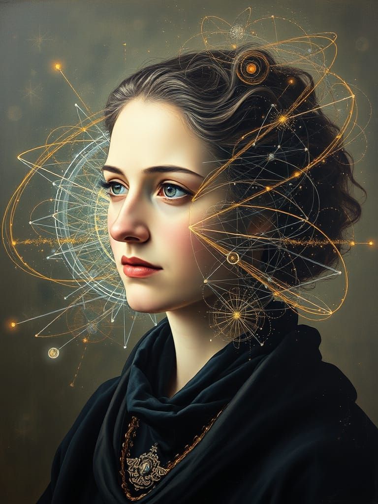 Quantum Portrait: Classical Meets Futuristic in Oil