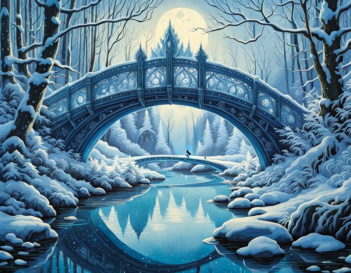 Epic Ice Bridge in Enchanted Winter Forest