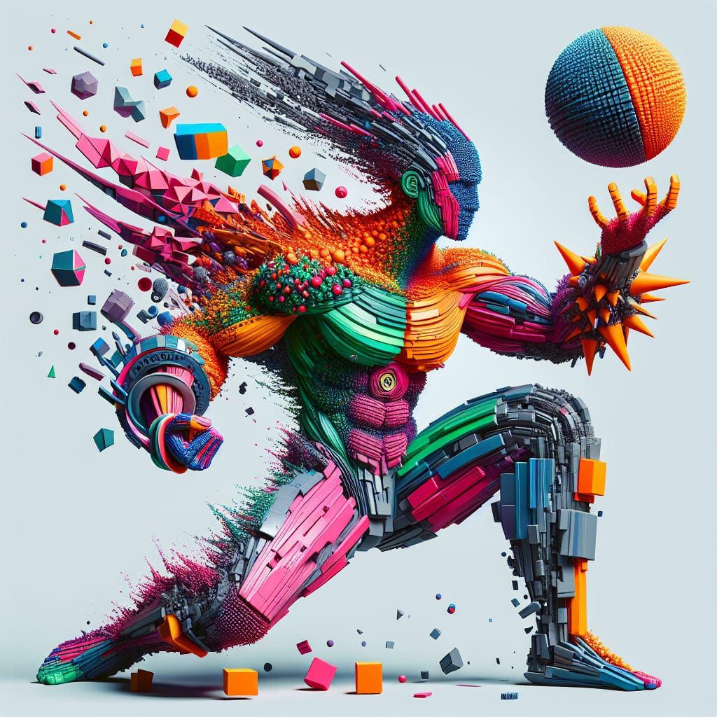 Abstract Humanoid Figure Displays Superpowers