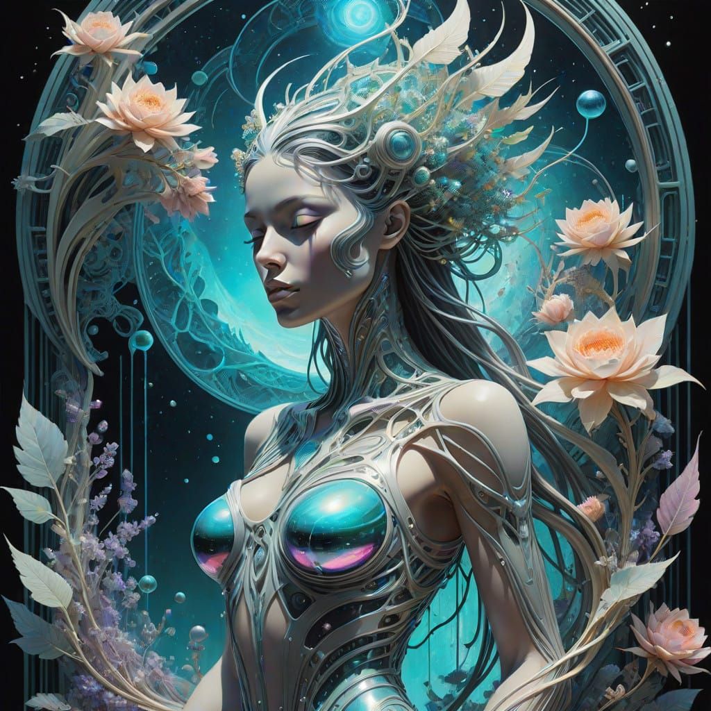 Ethereal Goddess in Dreamlike Landscape