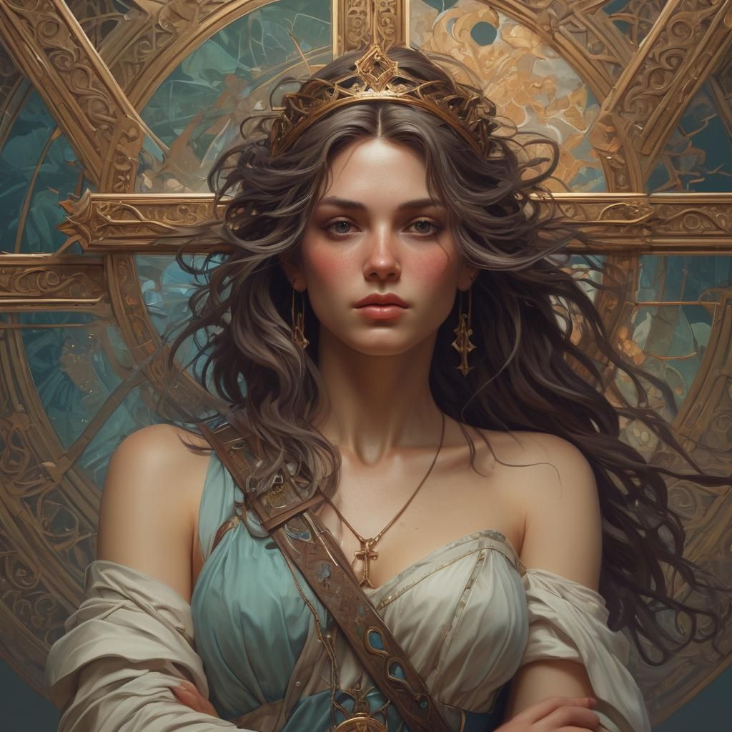 Detailed Portrait of Person Carrying Cross