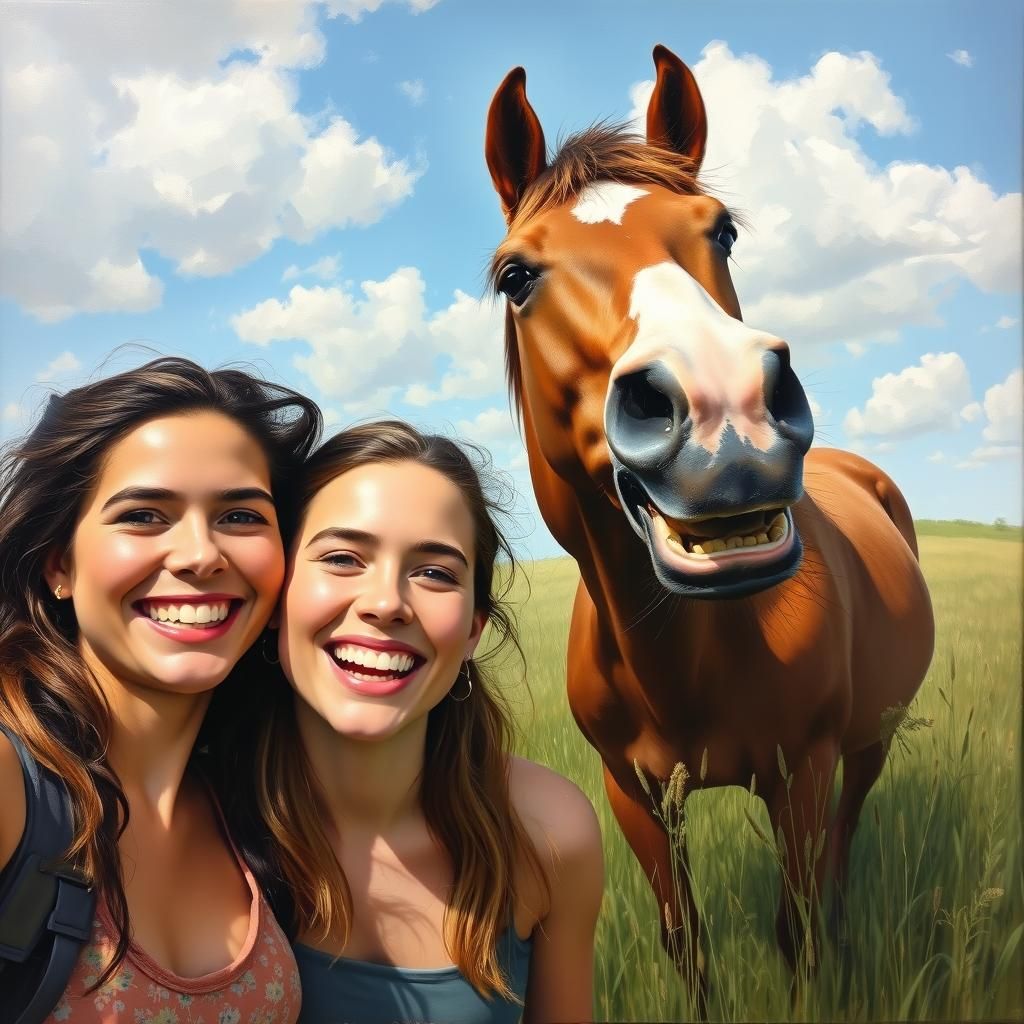 Photobombing a selfie. She said SMILE!