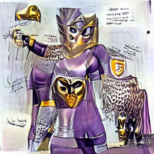 Armored Superheroine with Owl Mask Concept Art