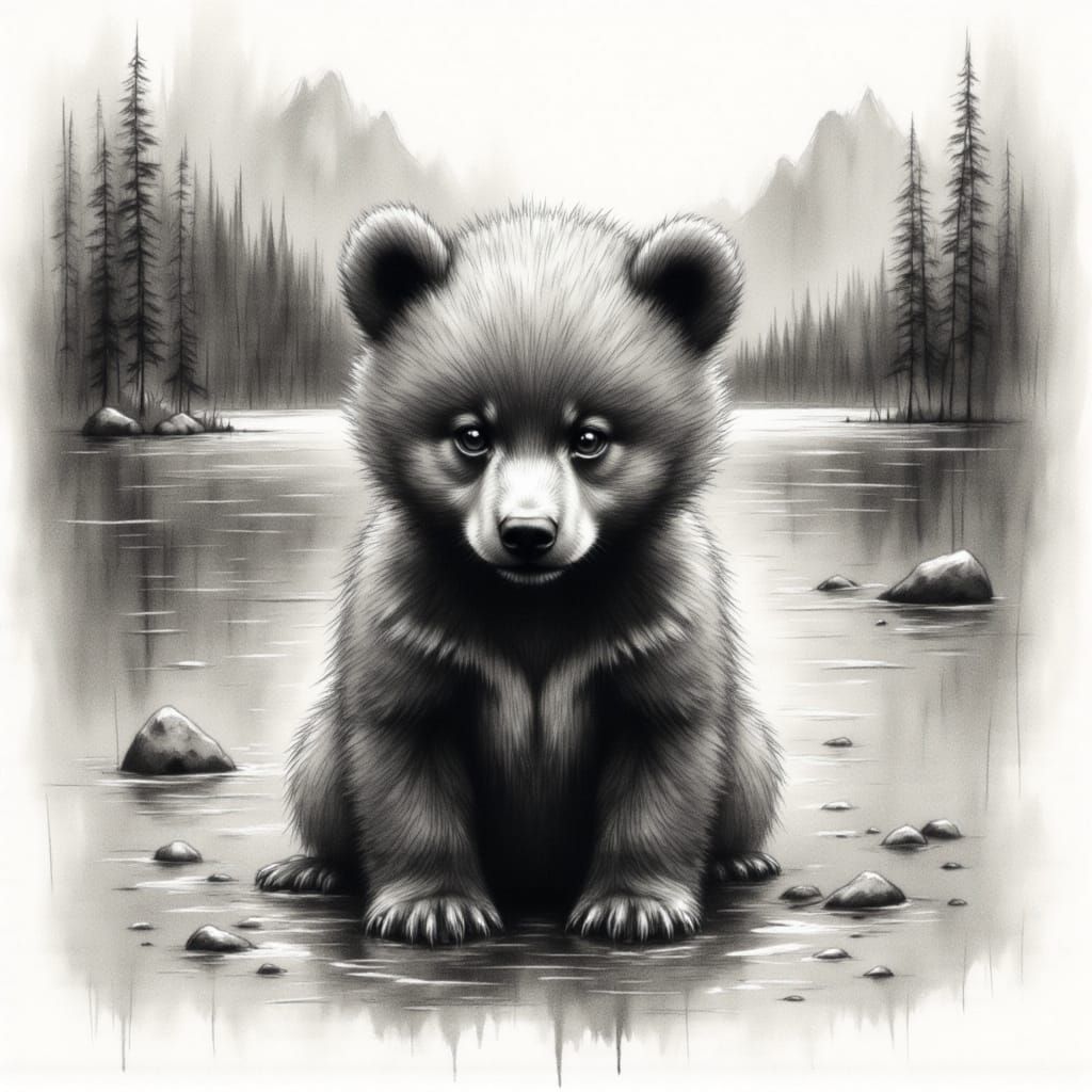 Sweet baby grizzly bear cub.