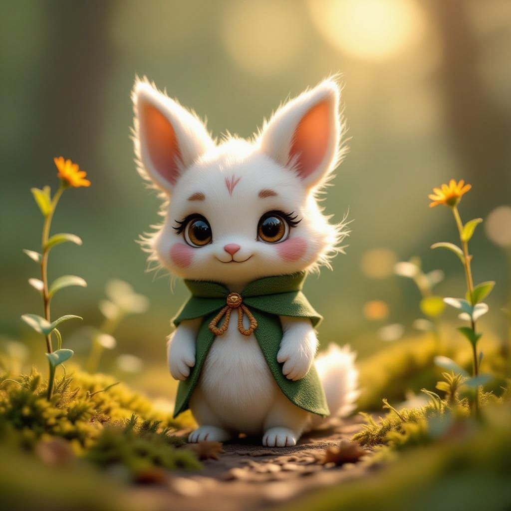 Whimsical Woodland Guardian in Earthy Muted Colors