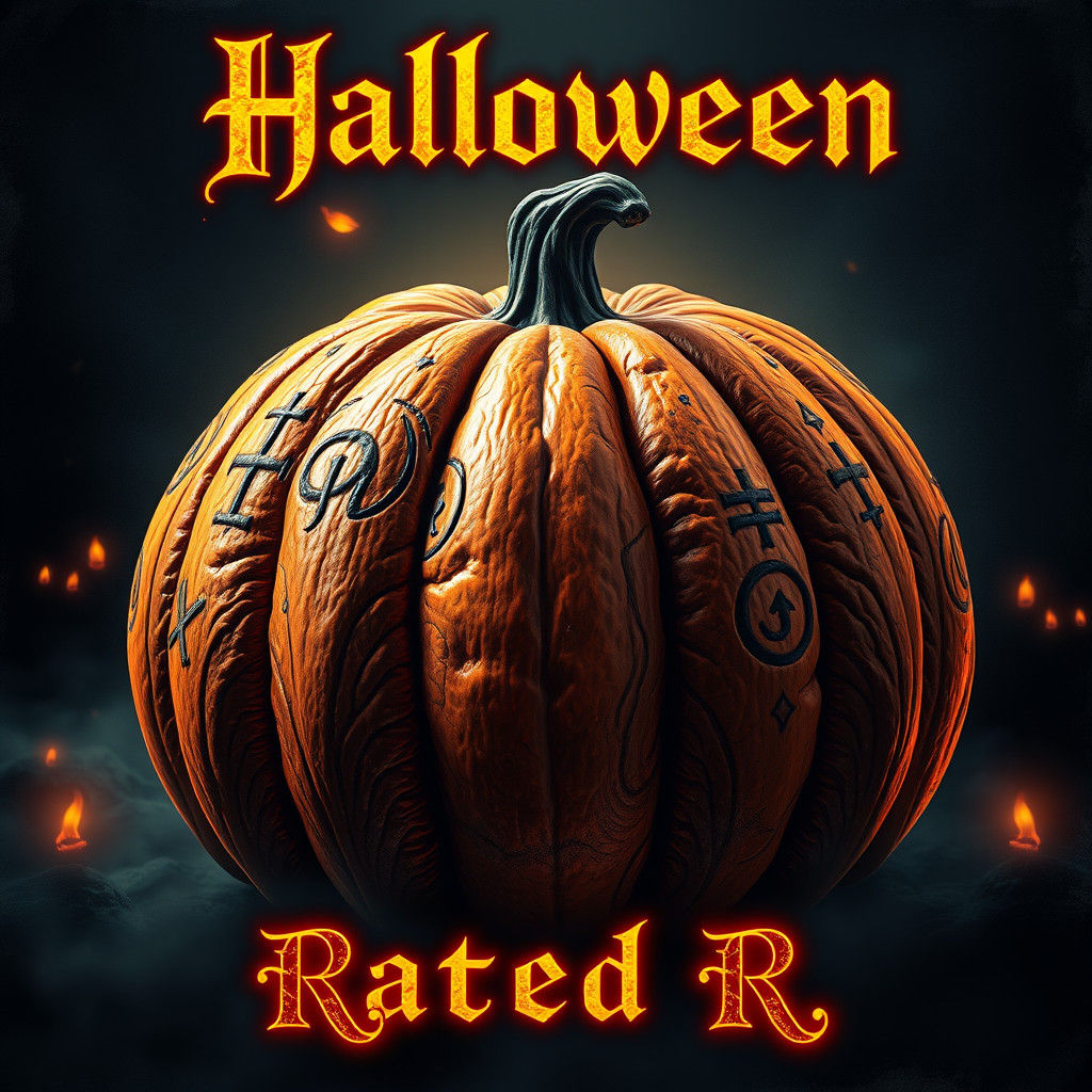 Spooky Halloween Pumpkin Poster with Haunted Aura