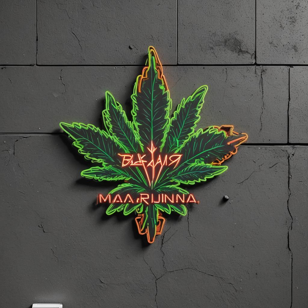 Cannabis Logo Billboard in Cyberpunk Neon