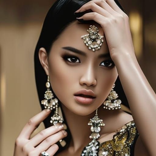 Elegant Woman Portrait: Dewy Skin and Manicured Hands