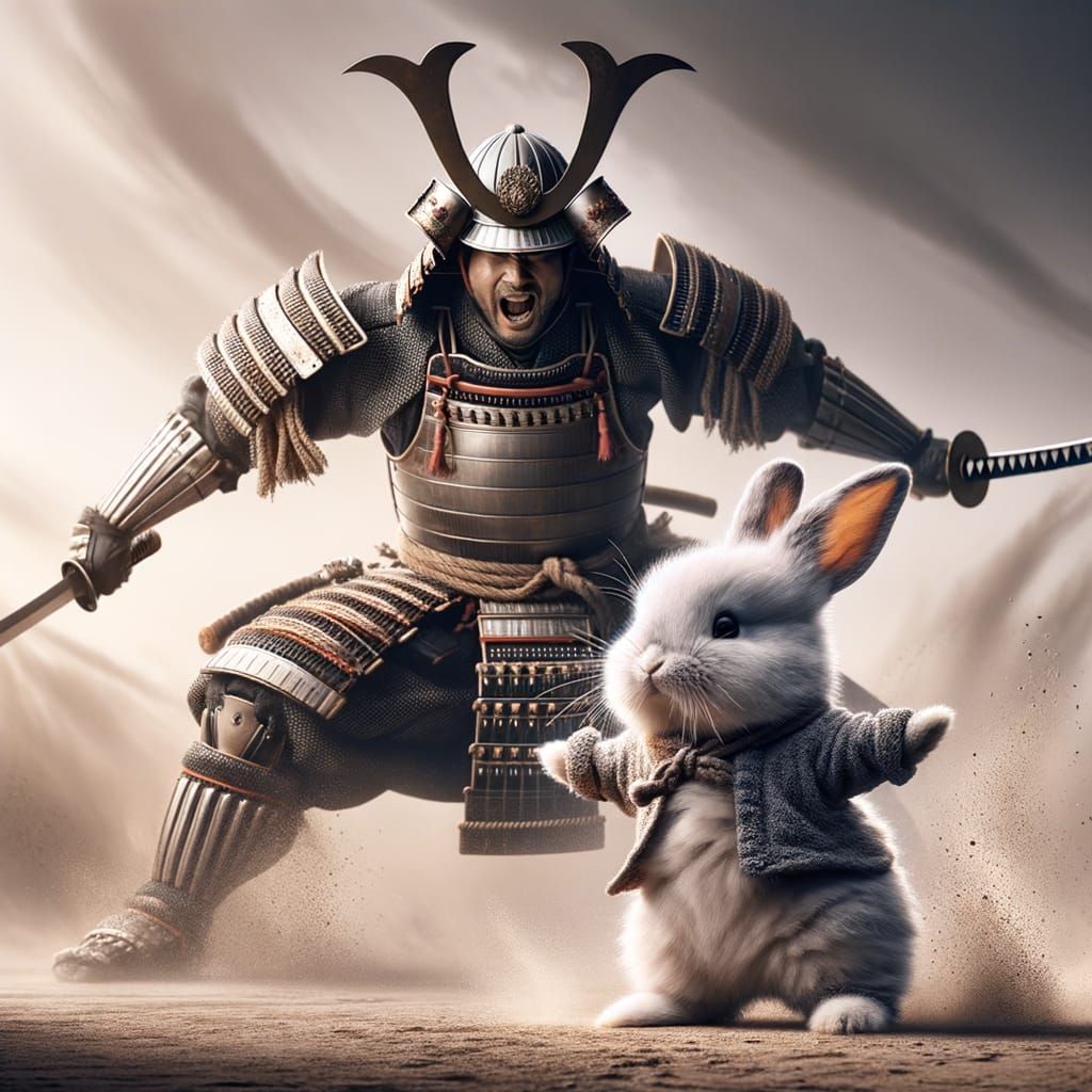 Rabbit Triumphant Over Samurai in Epic Battle