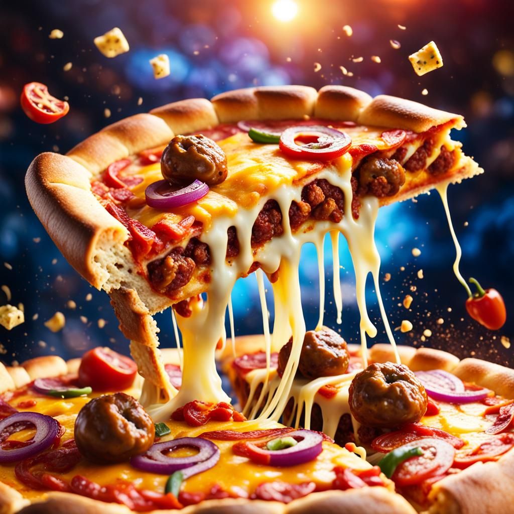 Chicago Deep-Dish Pizza Slice Digital Painting