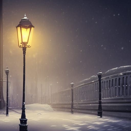 Street Lamp in Snow: Detailed Matte Painting