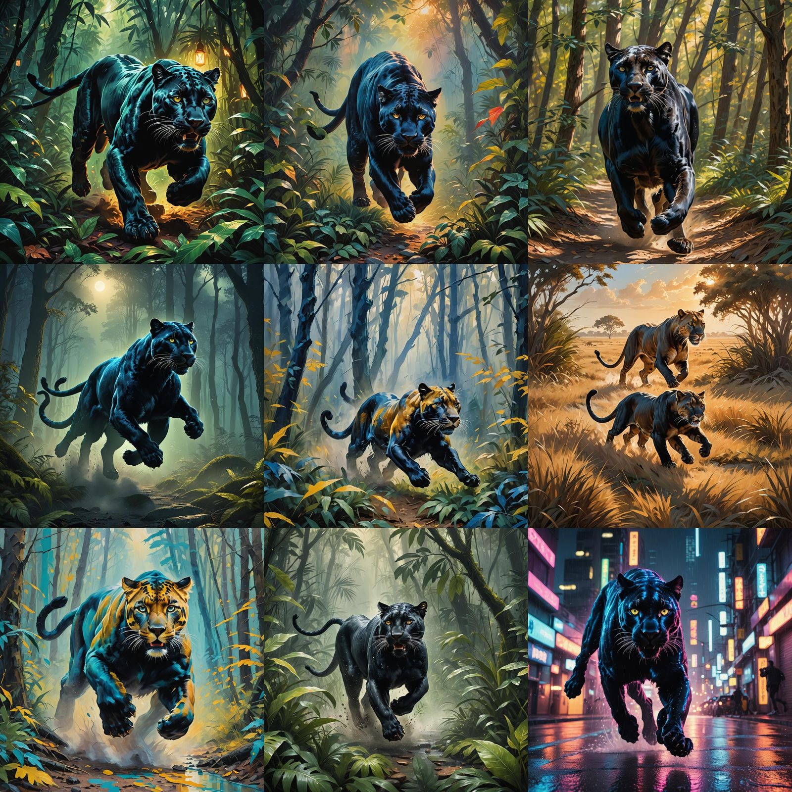 AI Generated Running Panther Image