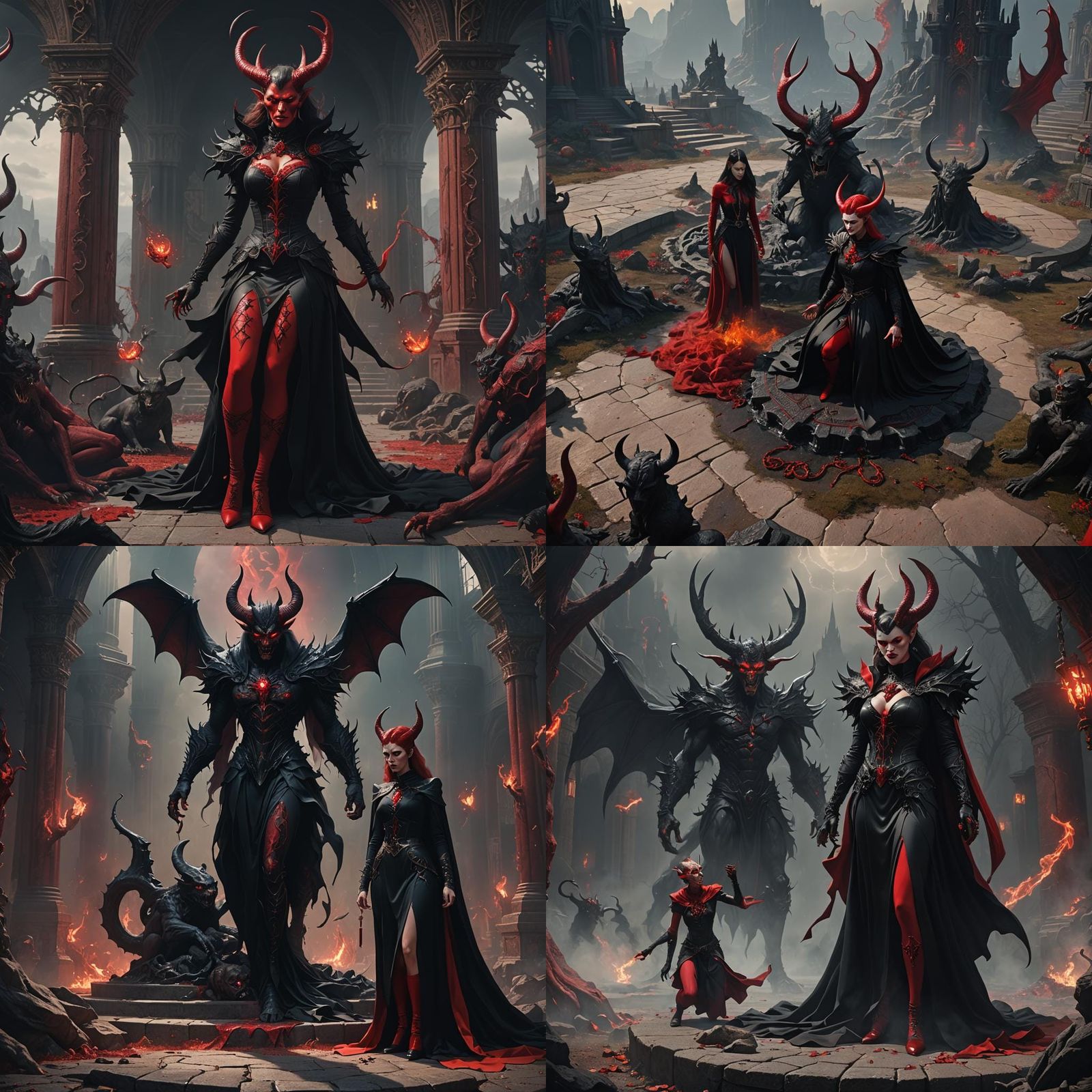 Detailed Demon Kneeling in a Fantasy Art Style