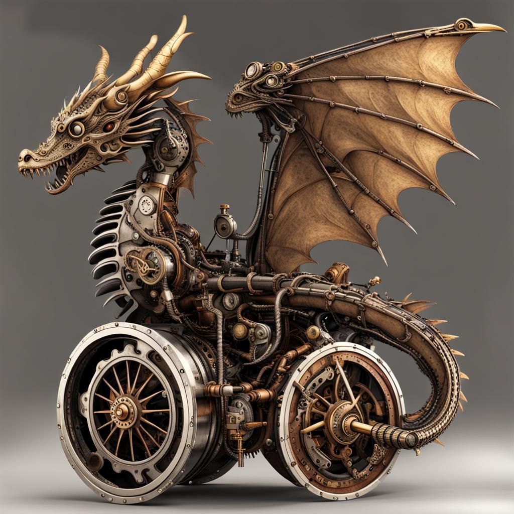 Steampunk Dragon with Intricate Engine Details