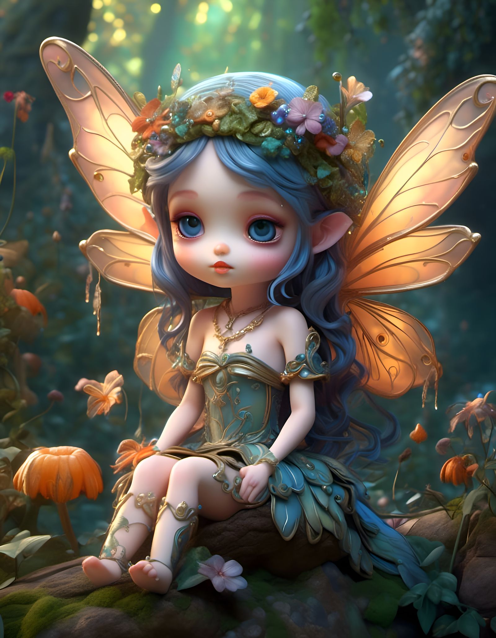 Beautiful Chibi Fairy in Detailed 3D Rendering