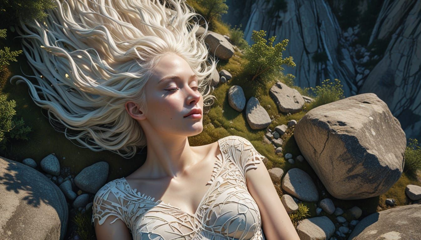 Surreal Landscape with Giant Woman as Topography