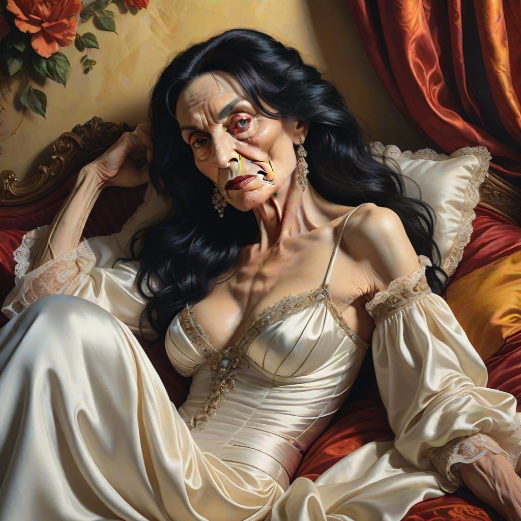 Elegant Decadence: Hyperrealistic Portrait of a Transvestite...