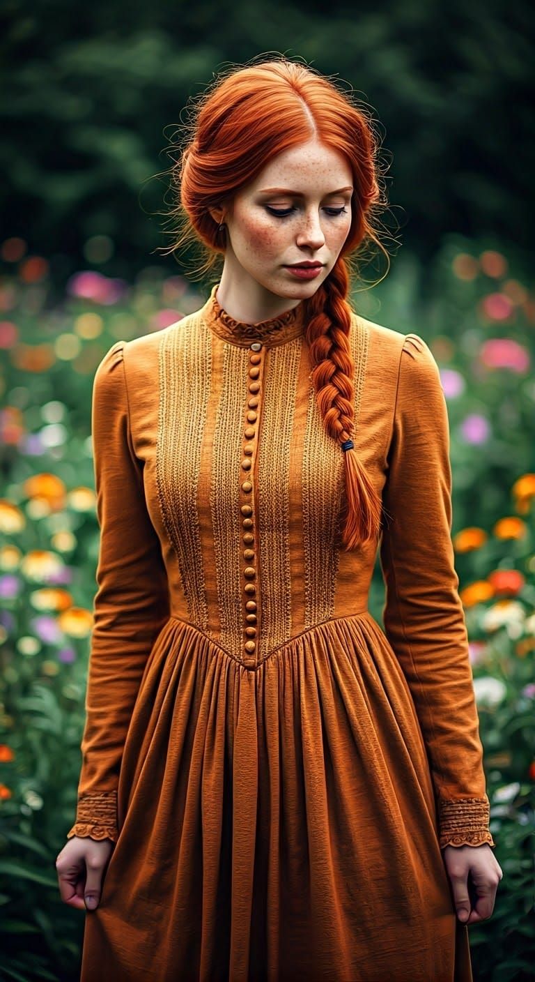 Victorian Woman in Flower Garden: Pop Art Portrait