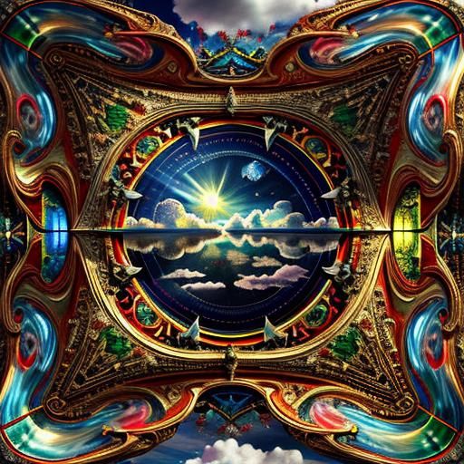 Ethereal Sky with Sunrays and Cloud Reflections