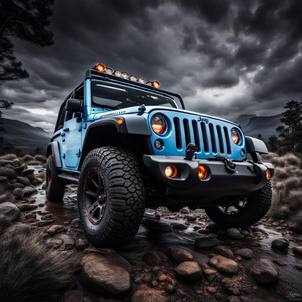 Eeyore Themed Jeep Wrangler Hyperrealistic Image