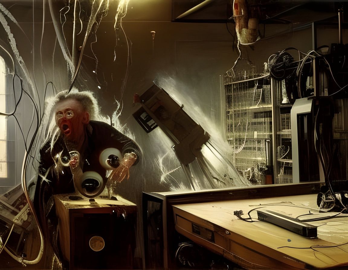 Mad Scientist's Lab: Hyperrealistic Oil Painting